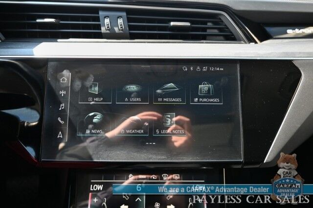 2021 Audi e-tron Prestige / AWD / Black Optic Pkg / Heated & Cooled Leather Seats / Panoramic Sunroof / Navigation / HUD / Bang & Olufsen Speakers / Lane Departure & Blind Spot Alert / 222 Mile Range / Low Miles / 1-Owner Anchorage AK