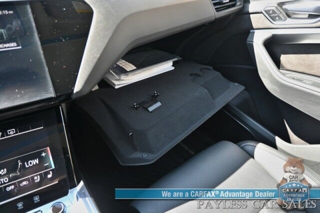 2021 Audi e-tron Prestige / AWD / Black Optic Pkg / Heated & Cooled Leather Seats / Panoramic Sunroof / Navigation / HUD / Bang & Olufsen Speakers / Lane Departure & Blind Spot Alert / 222 Mile Range / Low Miles / 1-Owner Anchorage AK