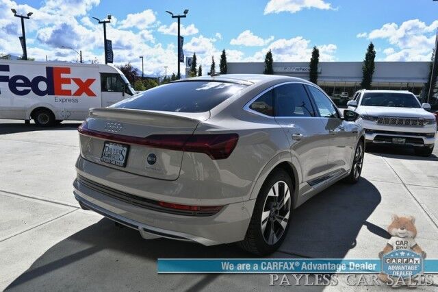 2021 Audi e-tron Sportback Premium Plus / AWD / Heated & Cooled Leather Seats / Panoramic Sunroof / NAV / Bang & Olufsen Speakers / Lane Depart & Blind Spot Alert / Apple CarPlay & Android Auto / 360 Cam / Tow Pkg / 218mi Range / 1-Owner Anchorage AK