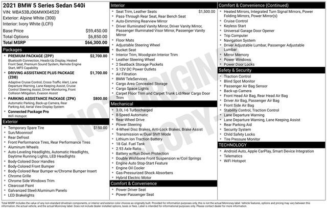 2021 BMW 5 Series 540i Raleigh NC