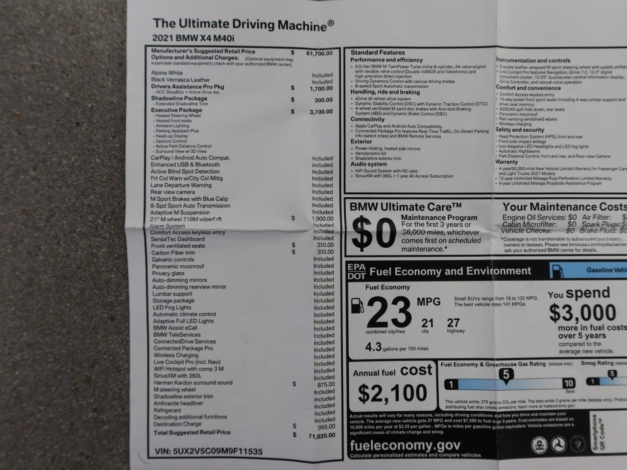 2021 BMW X4 M40i Executive Package 1-Owner 33k Miles Loaded $71k MSRP Scottsdale AZ