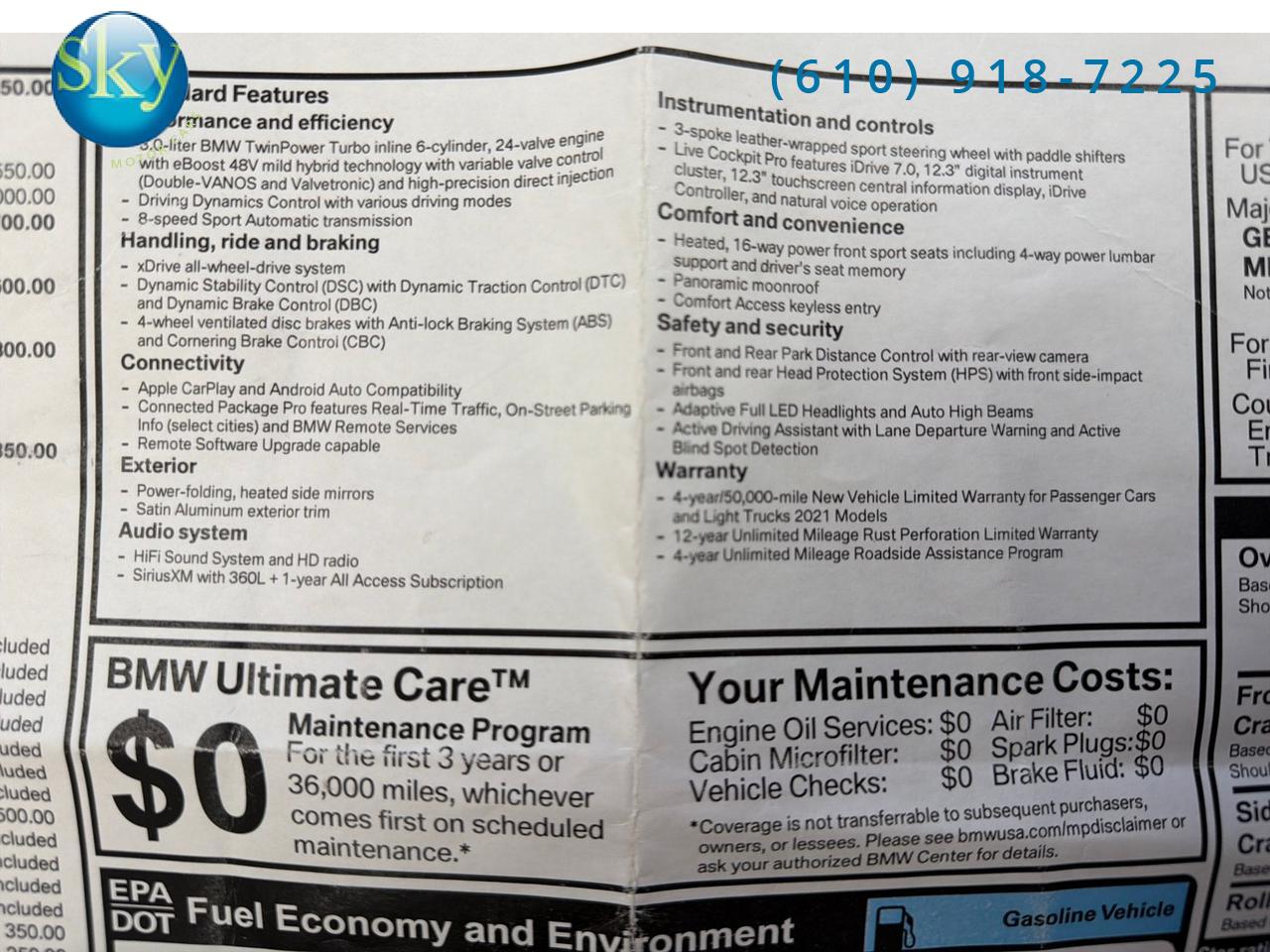 2021 BMW X6 AWD xDrive40i xDrive Driver Ast. + Luxury + Executive Pkgs West Chester PA