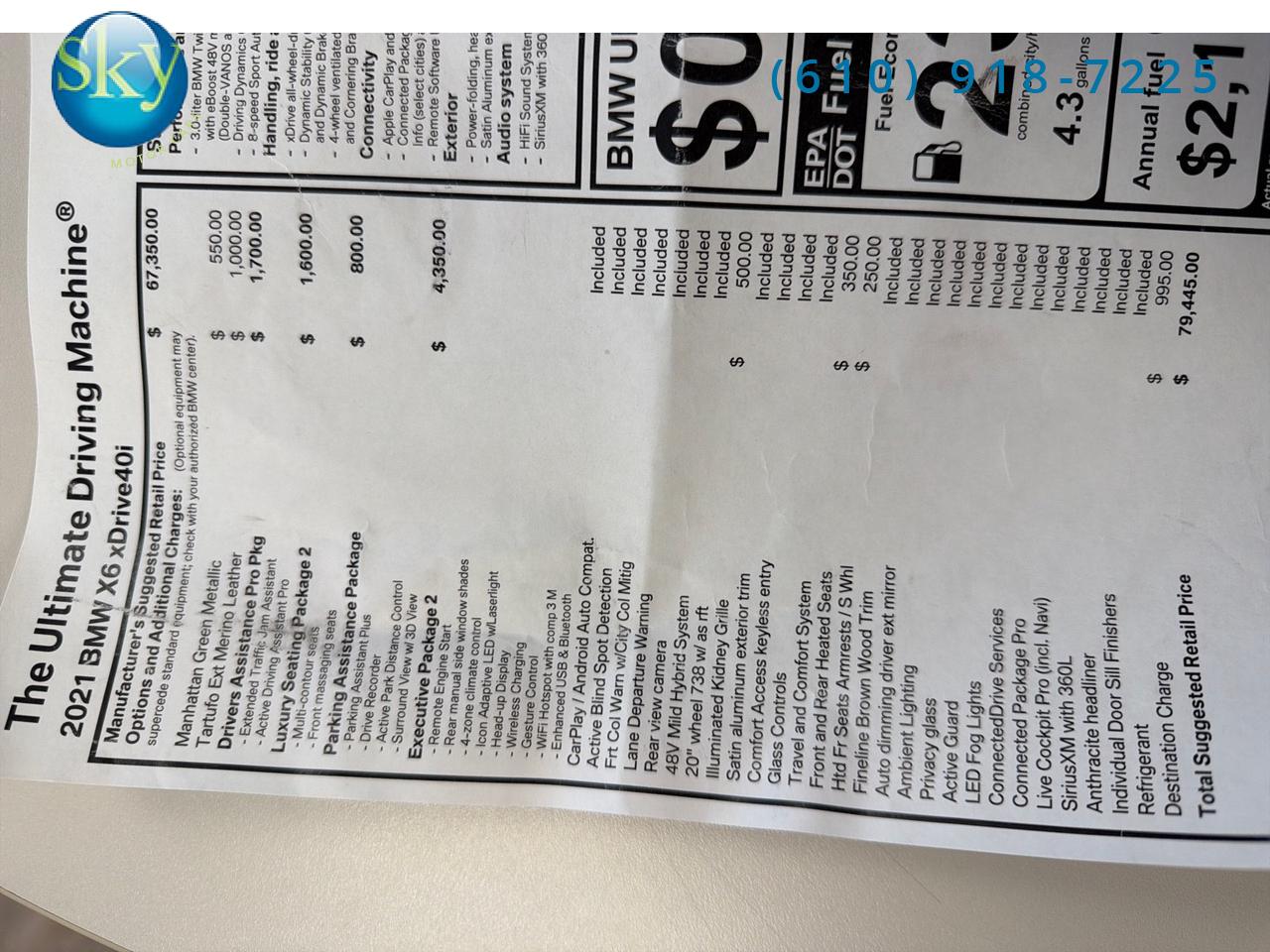 2021 BMW X6 AWD xDrive40i xDrive Driver Ast. + Luxury + Executive Pkgs West Chester PA