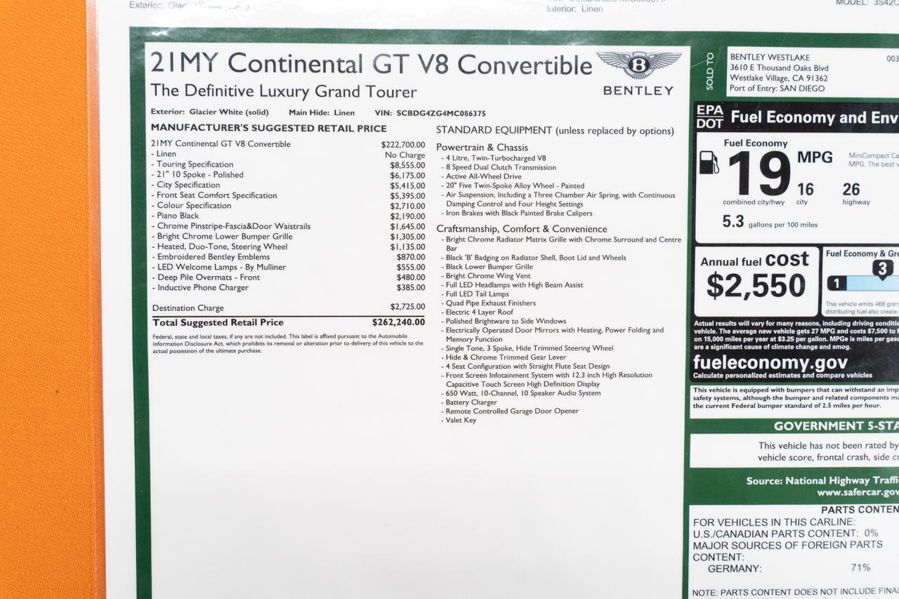 2021 Bentley Continental GT V8 San Clemente CA