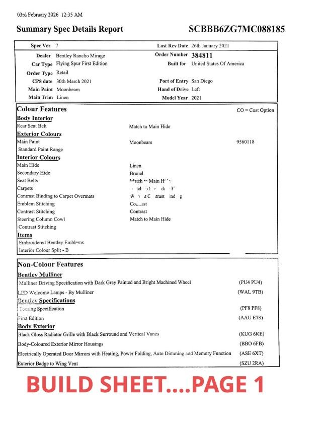 2021 Bentley Flying Spur W12 ($286,570 MSRP!!) *FIRST EDITION SPECIFICATION* *ROTATING DISPLAY* *BANG & OLUFSEN SOUND* *BLACKLINE SPEC* San Diego CA