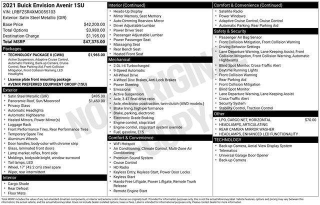 2021 Buick Envision Avenir Raleigh NC