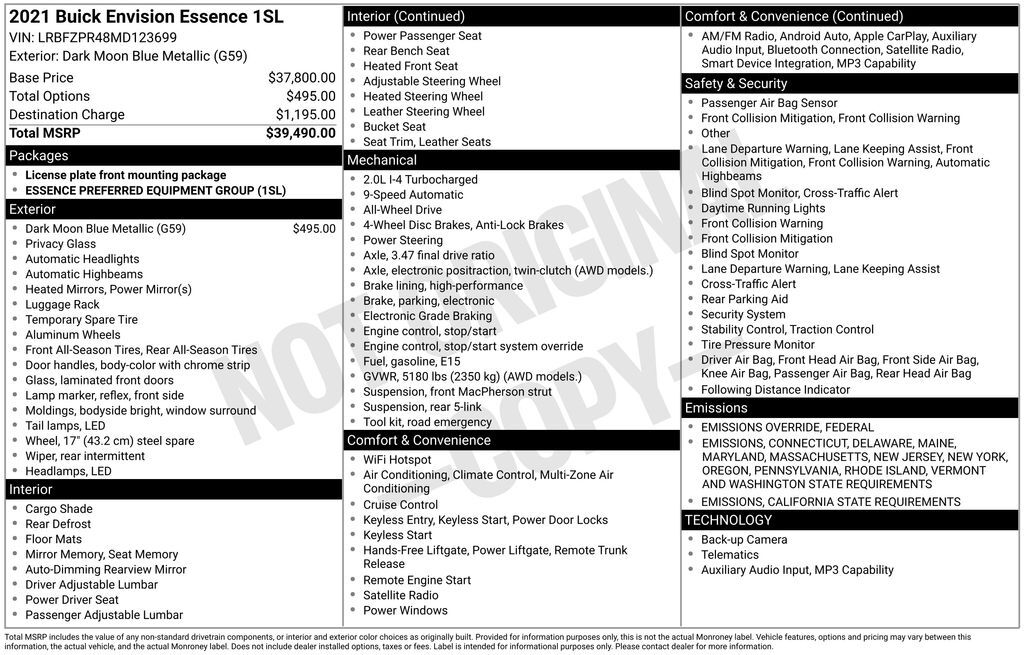 2021 Buick Envision Essence Akron OH