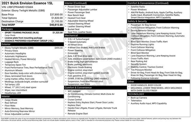 2021 Buick Envision Essence Raleigh NC