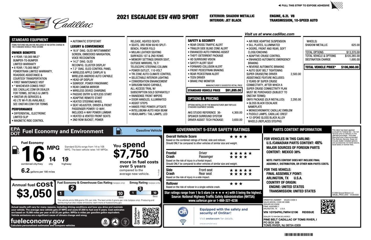 2021 Cadillac Escalade ESV 600 Sport 4WD Tallmadge OH