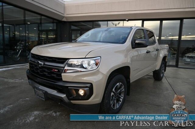 2021 Chevrolet Colorado Z71 / 4X4 / Crew Cab / AutoStart / 3.6L V6 / Power & Heated Leather Seats / Heated Steering Wheel / Apple CarPlay & Android Auto / Bluetooth / Backup Camera / Keyless Entry / Bed Liner / Block Heater / Tow Pkg / Low Miles Anchorage AK