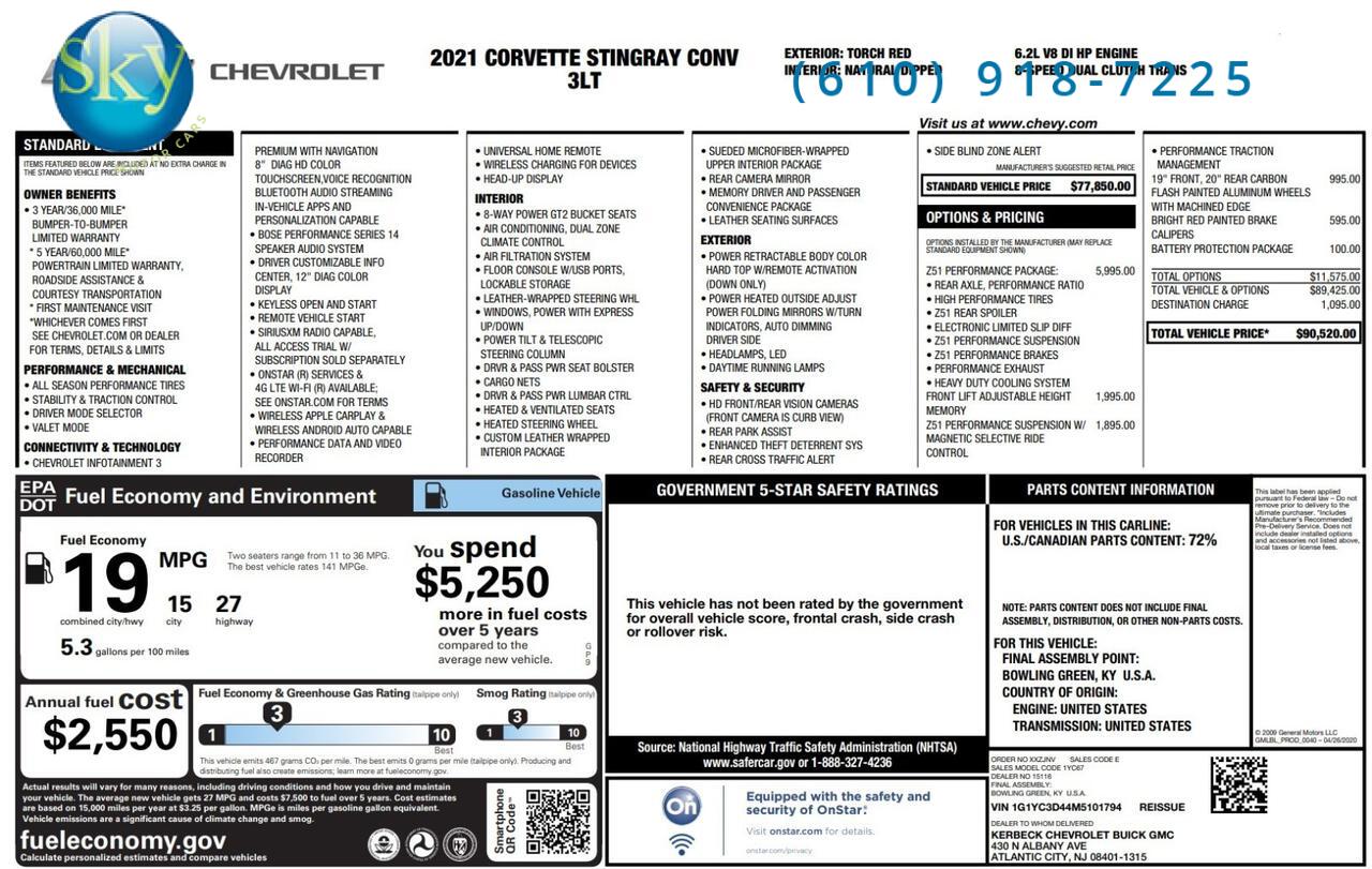 2021 Chevrolet Corvette Stingray Convertible 3LT