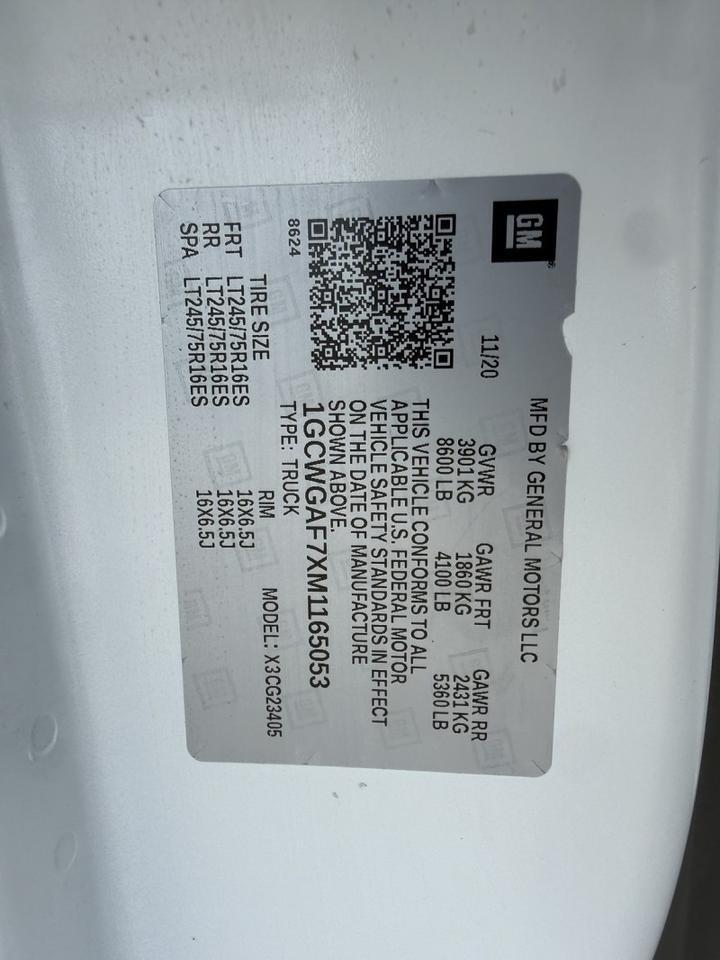 2021 Chevrolet Express 2500 Cargo Van 6.6L V8 Collinsville OK