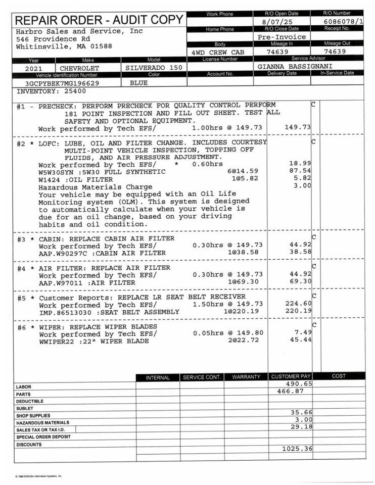 2021 Chevrolet Silverado 1500 Custom - 1 OWNER - WELL MAINTAINED Webster MA