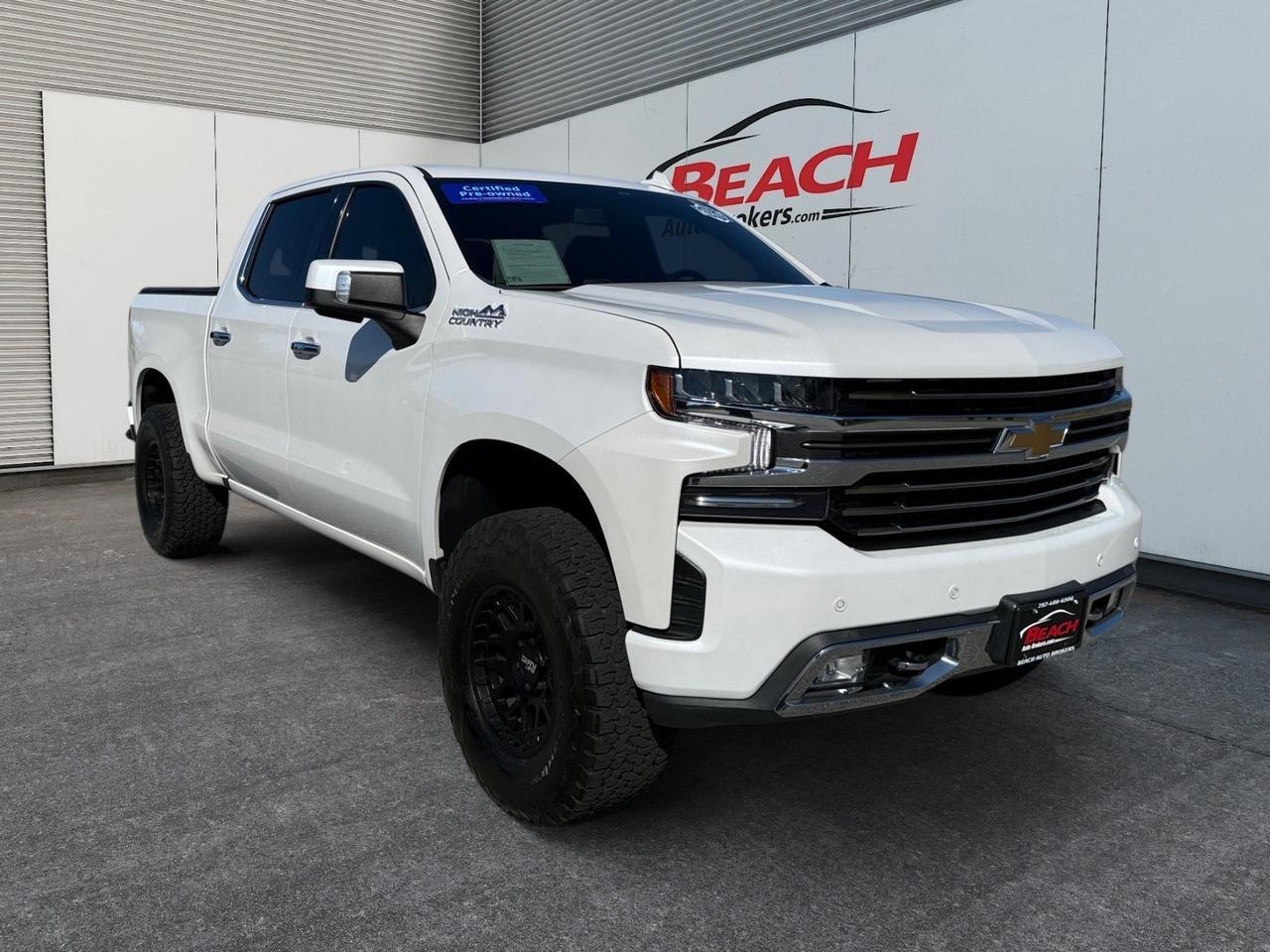 2021 Chevrolet Silverado 1500 High Country, APPLE CARPLAY/ANDROID AUTO, UNIVERSAL GARAGE DOOR OPENER, BOSE SPEAKERS, HEATED STEERING WHEEL, HEATED/VENTILATED SEATS, NAVIGATION, WIFI, POWER FOLDING MIRRORS, TOW HOOKS, TOW PACKAGE, TONNEAU COVER, POWER SLIDING REAR WINDOW, CLEAN CA