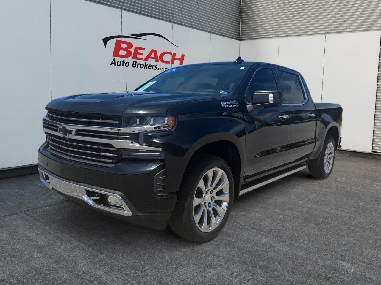 2021 Chevrolet Silverado 1500 High Country, HEATED/VENTILATED SEATS, HEATED REAR SEATS, APPLE CARPLAY/ANDROID AUTO, BACKUP CAMERA, TOW PACKAGE, BED LINER, BOSE SOUND SYSTEM, TOW HOOKS, POWER FOLDING MIRRORS, KEYLESS START, RUNNING BOARDS, CLEAN CARFAX, ONLY 1 OWNER!
