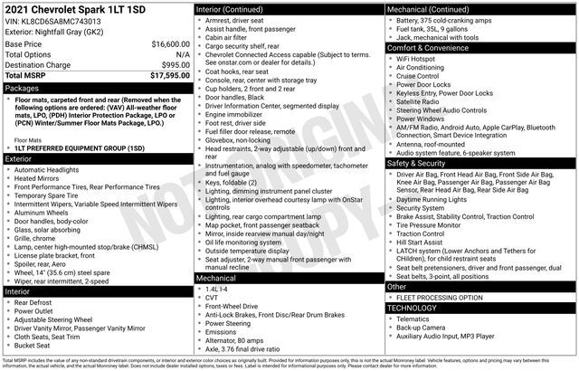 2021 Chevrolet Spark 1LT Raleigh NC