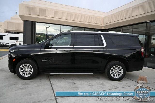 2021 Chevrolet Suburban LT / 4X4 / AutoStart / Power & Heated Leather Seats / Bose Speakers / Forward Collision Alert / Apple CarPlay & Android Auto / Keyless Entry & Start / Running Boards / Rear Park Assist / 3rd Row / Seats 8 / Tow Pkg Anchorage AK