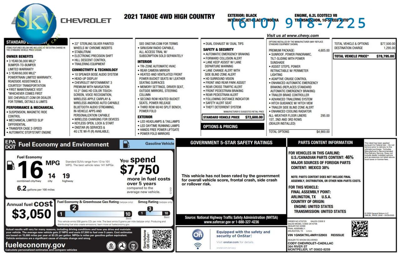 2021 Chevrolet Tahoe 4WD High Country SUPERCHARGED