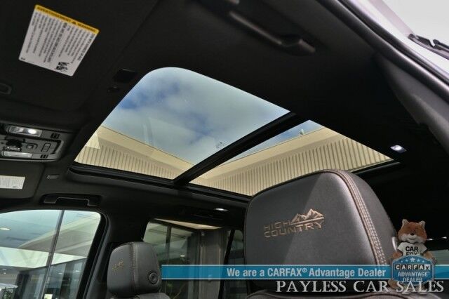2021 Chevrolet Tahoe High Country / 4X4 / Turbo Diesel / Auto Start / Power Heated & Cooled Leather Seats / Heated Steering / Panoramic Sunroof / Bose Speakers / HUD / Lane Depart & Blind Spot / Rear Captain Chairs / 3rd Row / Tow Pkg / 1-Owner Anchorage AK