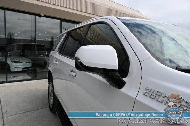 2021 Chevrolet Tahoe High Country / 4X4 / Turbo Diesel / Auto Start / Power Heated & Cooled Leather Seats / Heated Steering / Panoramic Sunroof / Bose Speakers / HUD / Lane Depart & Blind Spot / Rear Captain Chairs / 3rd Row / Tow Pkg / 1-Owner Anchorage AK