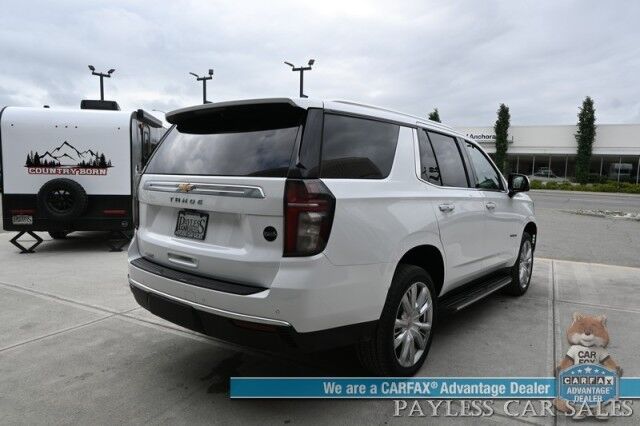 2021 Chevrolet Tahoe High Country / 4X4 / Turbo Diesel / Auto Start / Power Heated & Cooled Leather Seats / Heated Steering / Panoramic Sunroof / Bose Speakers / HUD / Lane Depart & Blind Spot / Rear Captain Chairs / 3rd Row / Tow Pkg / 1-Owner Anchorage AK