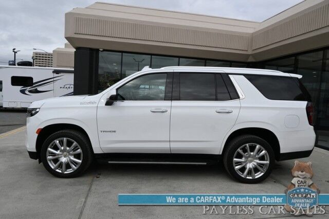 2021 Chevrolet Tahoe High Country / 4X4 / Turbo Diesel / Auto Start / Power Heated & Cooled Leather Seats / Heated Steering / Panoramic Sunroof / Bose Speakers / HUD / Lane Depart & Blind Spot / Rear Captain Chairs / 3rd Row / Tow Pkg / 1-Owner Anchorage AK