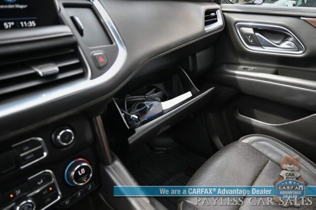 2021 Chevrolet Tahoe High Country / 4X4 / Turbo Diesel / Auto Start / Power Heated & Cooled Leather Seats / Heated Steering / Panoramic Sunroof / Bose Speakers / HUD / Lane Depart & Blind Spot / Rear Captain Chairs / 3rd Row / Tow Pkg / 1-Owner Anchorage AK
