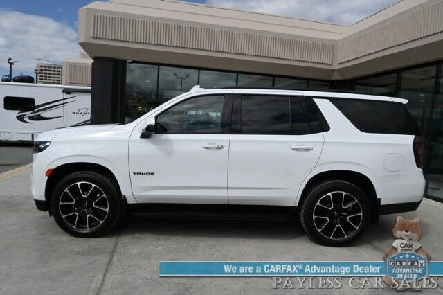 2021 Chevrolet Tahoe RST / 4X4 / AutoStart / Luxury Pkg / Front & Rear Heated Leather Seats / Heated Steering Wheel / Navigation / Bose Speakers / Lane Departure & Blind Spot Alert / Rear Entertainment / Power 3rd Row / Seats 8 / Tow Pkg / 1-Owner Anchorage AK