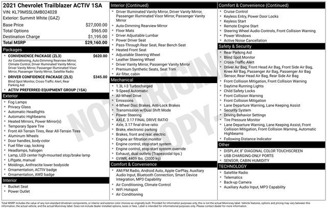 2021 Chevrolet TrailBlazer ACTIV Raleigh NC