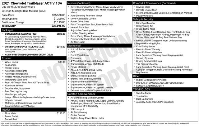2021 Chevrolet TrailBlazer ACTIV Raleigh NC