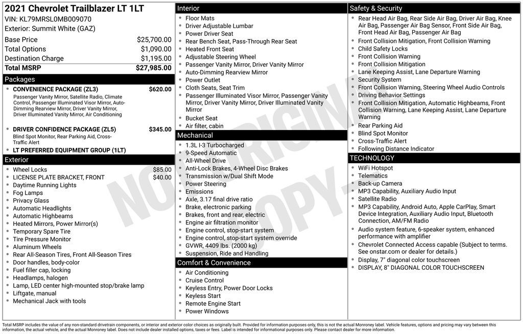 2021 Chevrolet TrailBlazer LT OR