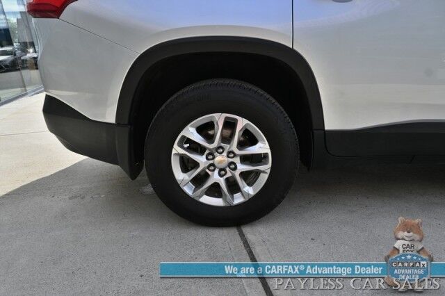 2021 Chevrolet Traverse LS / AWD / 3.6L V6 / Power Locks, Windows & Mirrors / Premium Cloth Seats / Apple CarPlay & Android Auto / Cruise Control / 3rd Row / Seats 8 / 25 MPG / Aluminum Wheels / Back Up Cam / Block Heate Anchorage AK
