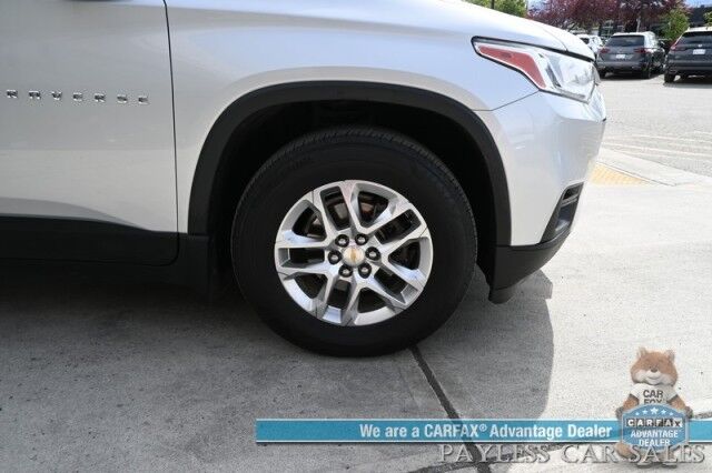 2021 Chevrolet Traverse LS / AWD / 3.6L V6 / Power Locks, Windows & Mirrors / Premium Cloth Seats / Apple CarPlay & Android Auto / Cruise Control / 3rd Row / Seats 8 / 25 MPG / Aluminum Wheels / Back Up Cam / Block Heate Anchorage AK
