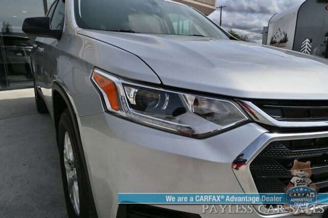 2021 Chevrolet Traverse LS / AWD / 3.6L V6 / Power Locks, Windows & Mirrors / Premium Cloth Seats / Apple CarPlay & Android Auto / Cruise Control / 3rd Row / Seats 8 / 25 MPG / Aluminum Wheels / Back Up Cam / Block Heate Anchorage AK