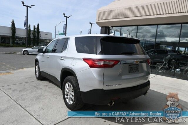 2021 Chevrolet Traverse LS / AWD / 3.6L V6 / Power Locks, Windows & Mirrors / Premium Cloth Seats / Apple CarPlay & Android Auto / Cruise Control / 3rd Row / Seats 8 / 25 MPG / Aluminum Wheels / Back Up Cam / Block Heate Anchorage AK