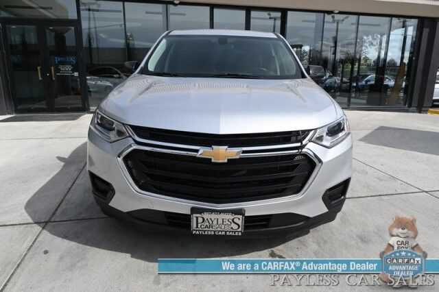 2021 Chevrolet Traverse LS / AWD / 3.6L V6 / Power Locks, Windows & Mirrors / Premium Cloth Seats / Apple CarPlay & Android Auto / Cruise Control / 3rd Row / Seats 8 / 25 MPG / Aluminum Wheels / Back Up Cam / Block Heate Anchorage AK