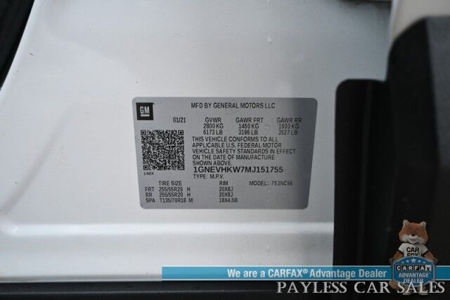 2021 Chevrolet Traverse LT / AWD / 3.6L V6 / Auto Start / Power & Heated Leather Seats / Navigation / Sunroof / Bose Speakers / Blind Spot Alert / Apple CarPlay & Android Auto / 360 View Camera / 3rd Row / Captain Chairs / Seats 7 / Power Liftgate Anchorage AK 2021 Chevrolet Traverse LT / AWD / 3.6L V6 / Auto Start / Power & Heated Leather Seats / Navigation / Sunroof / Bose Speakers / Blind Spot Alert / Apple CarPlay & Android Auto / 360 View Camera / 3rd Row / Captain Chairs / Seats 7 / Power Liftgate Anchorage AK