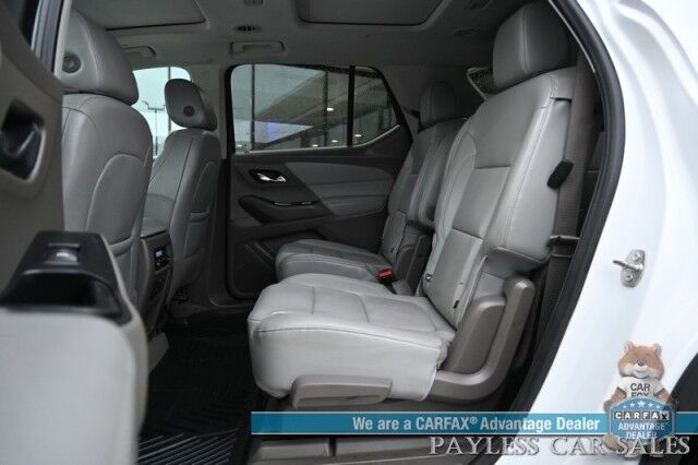 2021 Chevrolet Traverse LT / Premium Pkg / AWD / 3.6L V6 / Auto Start / Power & Heated Leather Seats / Navigation / Dual Sunroof / Bose Speakers / Blind Spot Alert / Apple CarPlay & Android Auto / 360 Camera / 3rd Row / Seats 7 / Power Liftgate Anchorage AK