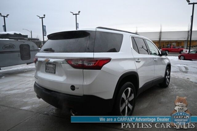2021 Chevrolet Traverse LT / Premium Pkg / AWD / 3.6L V6 / Auto Start / Power & Heated Leather Seats / Navigation / Dual Sunroof / Bose Speakers / Blind Spot Alert / Apple CarPlay & Android Auto / 360 Camera / 3rd Row / Seats 7 / Power Liftgate Anchorage AK