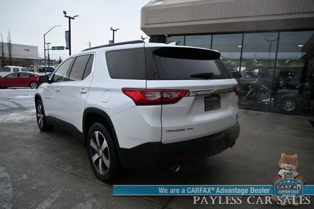 2021 Chevrolet Traverse LT / Premium Pkg / AWD / 3.6L V6 / Auto Start / Power & Heated Leather Seats / Navigation / Dual Sunroof / Bose Speakers / Blind Spot Alert / Apple CarPlay & Android Auto / 360 Camera / 3rd Row / Seats 7 / Power Liftgate Anchorage AK