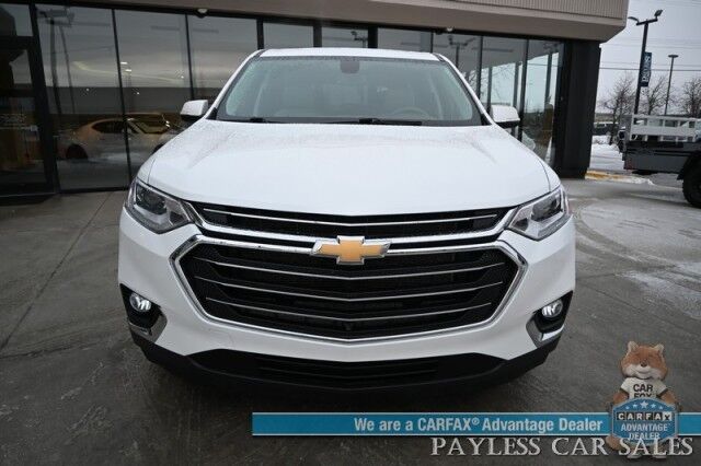 2021 Chevrolet Traverse LT / Premium Pkg / AWD / 3.6L V6 / Auto Start / Power & Heated Leather Seats / Navigation / Dual Sunroof / Bose Speakers / Blind Spot Alert / Apple CarPlay & Android Auto / 360 Camera / 3rd Row / Seats 7 / Power Liftgate