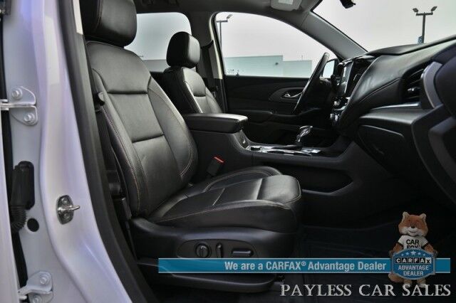 2021 Chevrolet Traverse Premier / AWD / Redline Edition / Auto Start / Heated & Cooled Leather Seats / Heated Steering Wheel / Navigation / Sunroof / Bose Speakers / Apple CarPlay & Android Auto / Rear Captain Chairs / Seats 7 / Tow Pkg Anchorage AK