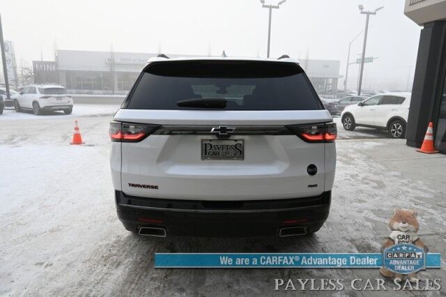 2021 Chevrolet Traverse Premier / AWD / Redline Edition / Auto Start / Heated & Cooled Leather Seats / Heated Steering Wheel / Navigation / Sunroof / Bose Speakers / Apple CarPlay & Android Auto / Rear Captain Chairs / Seats 7 / Tow Pkg Anchorage AK