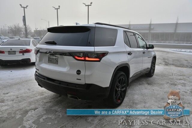 2021 Chevrolet Traverse Premier / AWD / Redline Edition / Auto Start / Heated & Cooled Leather Seats / Heated Steering Wheel / Navigation / Sunroof / Bose Speakers / Apple CarPlay & Android Auto / Rear Captain Chairs / Seats 7 / Tow Pkg Anchorage AK