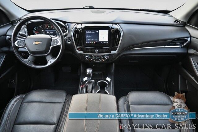 2021 Chevrolet Traverse Premier / AWD / Redline Edition / Auto Start / Heated & Cooled Leather Seats / Heated Steering Wheel / Navigation / Sunroof / Bose Speakers / Apple CarPlay & Android Auto / Rear Captain Chairs / Seats 7 / Tow Pkg Anchorage AK