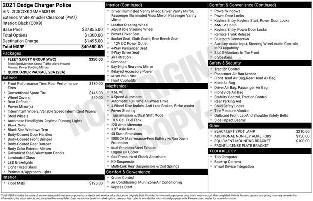 2021 Dodge Charger Police Raleigh NC