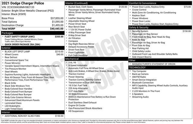 2021 Dodge Charger Police Raleigh NC