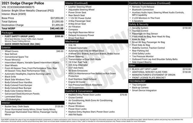 2021 Dodge Charger Police Raleigh NC