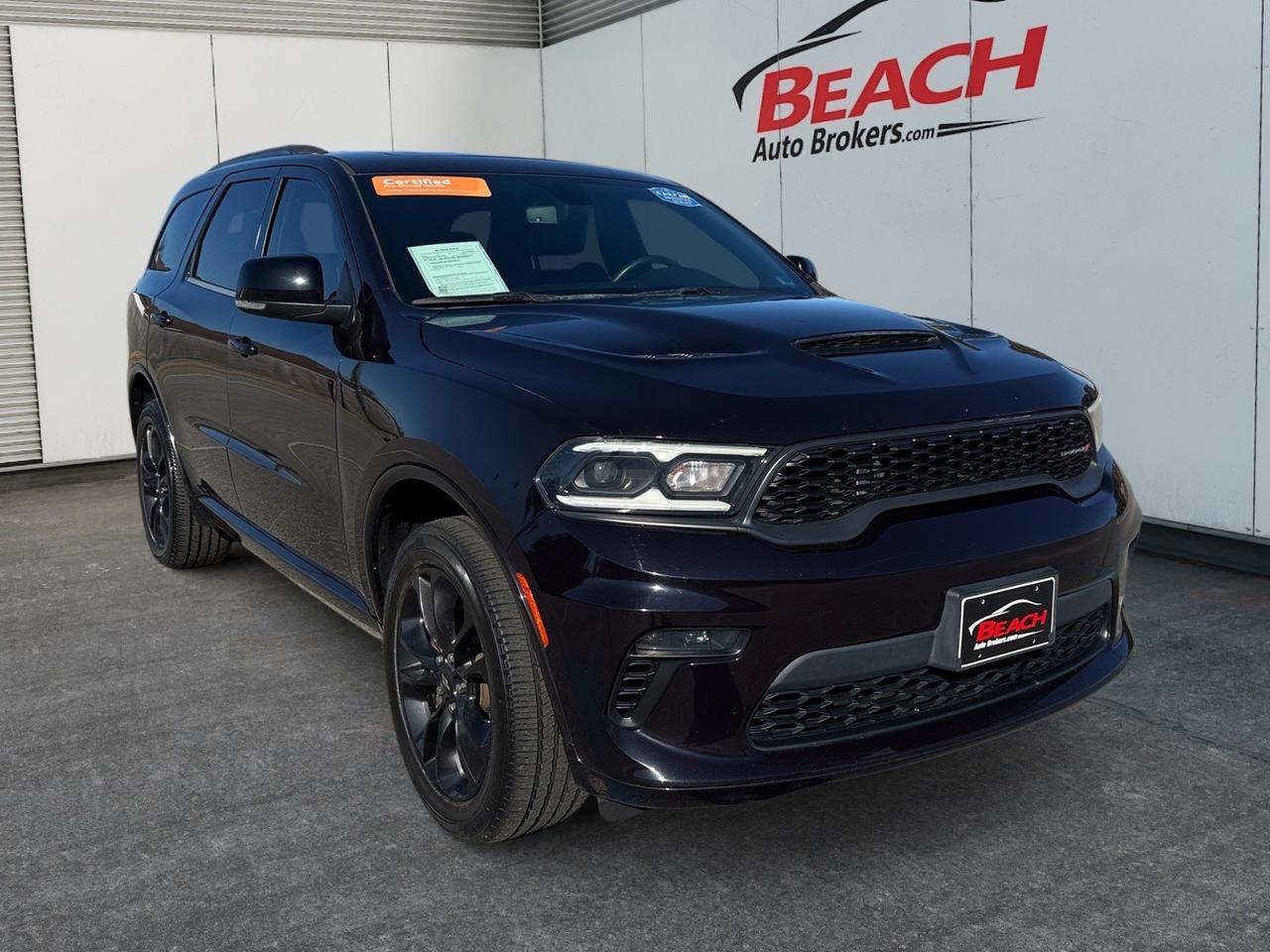 2021 Dodge Durango GT Plus, HEATED FRONT AND REAR SEATS, HEATED STEERING WHEEL, APPLE CARPLAY/ANDROID AUTO, SUNROOF, UNIVERSAL GARAGE DOOR OPENER, REMOTE START, NAVIGATION, POWER LIFTGATE, BACKUP CAMERA, TOW PACKAGE, ONLY 1 OWNER!
