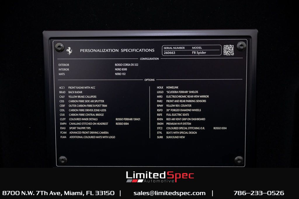 2021 Ferrari F8 Spider Miami FL